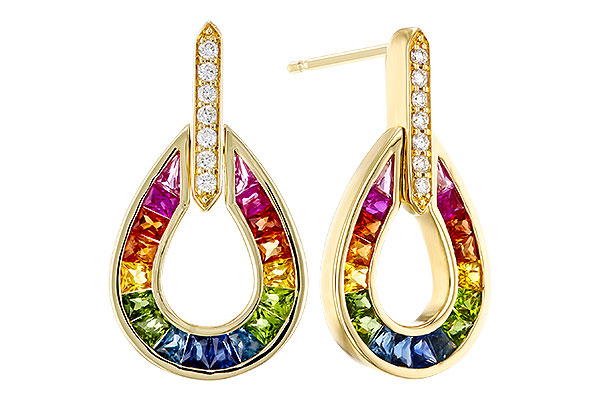 C311-03119: EARRINGS 1.18 MULTI-COLOR SAPP 1.25 TGW